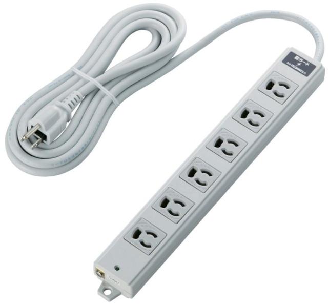 ELECOM エレコム 【簡易パッケージ】EU RoHs指令準拠 雷ガード二重構造工事用タップ 3P6口 3.0m T-WRMK3630LG/RSの通販は