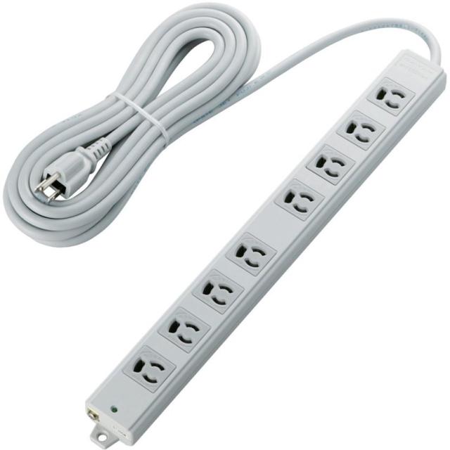 ELECOM エレコム 【簡易パッケージ】EU RoHS指令準拠 二重構造工事用タップ 3P8口 5.0m T-WRM3850LG/RSの通販は 6,178円