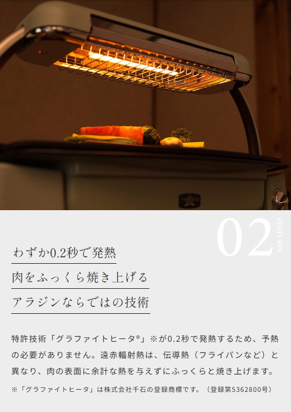 ALADDIN アラジン AEG-G13A(W)ホワイト　グラファイトグリラー(グリルプレート)_4
