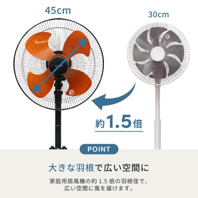 TOYOTOMI トヨトミ 業務用扇風機 ACモーター 45cm4枚羽根 工業用扇風機 FK-45R グレー_4