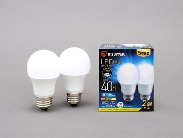 IRIS OHYAMA アイリスオーヤマ LED電球 E26 広配光2P 昼白色 40形