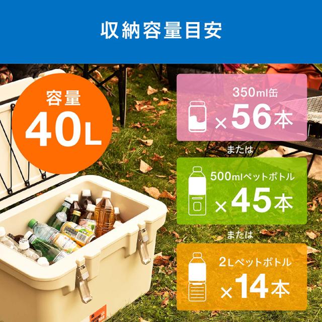 アイリスオーヤマ HUGEL ヒューゲル 真空断熱クーラーボックス 40L ホワイトアッシュ VITC-40_4