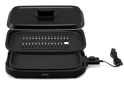 IRIS OHYAMA アイリスオーヤマ IHA-A20-B ブラック 網焼き風ホットプレート 2枚焼き