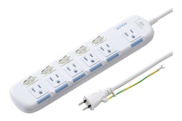 サンワサプライ 省エネタップ 3P/6個口/5m TAP-S10N2-5