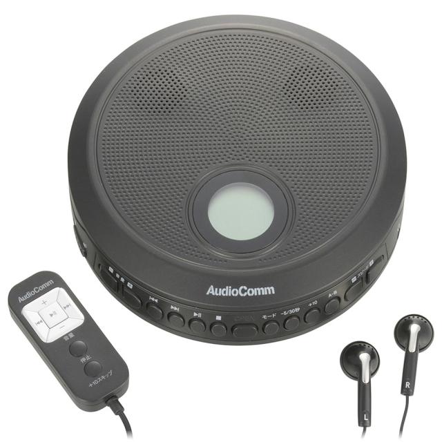 OHM オーム電機 CDP-520N AudioCommスピーカー内蔵ポータブルCDプレーヤー ブラック 03-7270