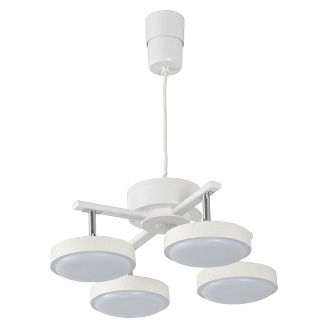 OHM オーム電機 LT-YLP4RC-W　LED4灯ペンダントライト ホワイトウッド ※リモコン付