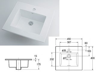 KAKUDAI カクダイ 角型洗面器　493-093