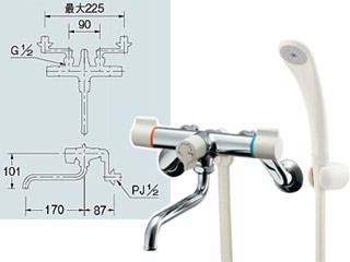 KAKUDAI カクダイ ２ハンドルシャワー混合栓一時止水　139-016