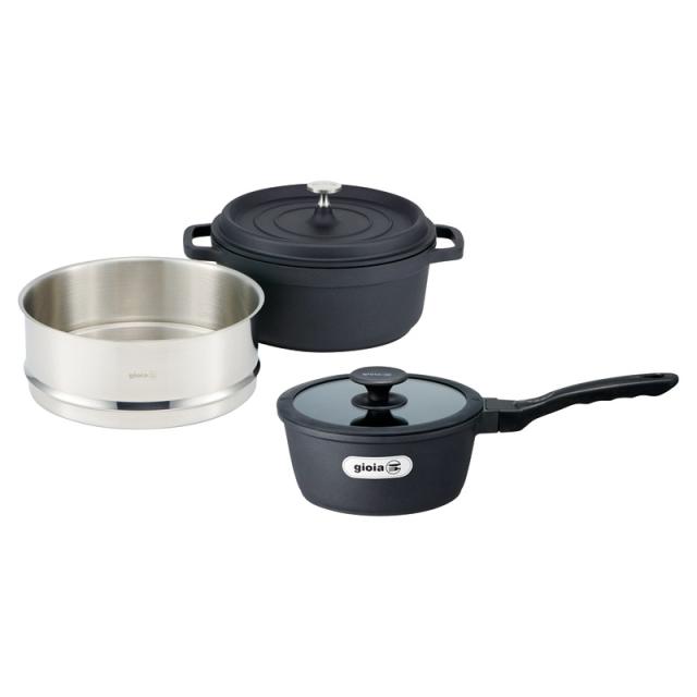 ★★★ジョイア ソースパン&蒸し器セット ブラックの通販は