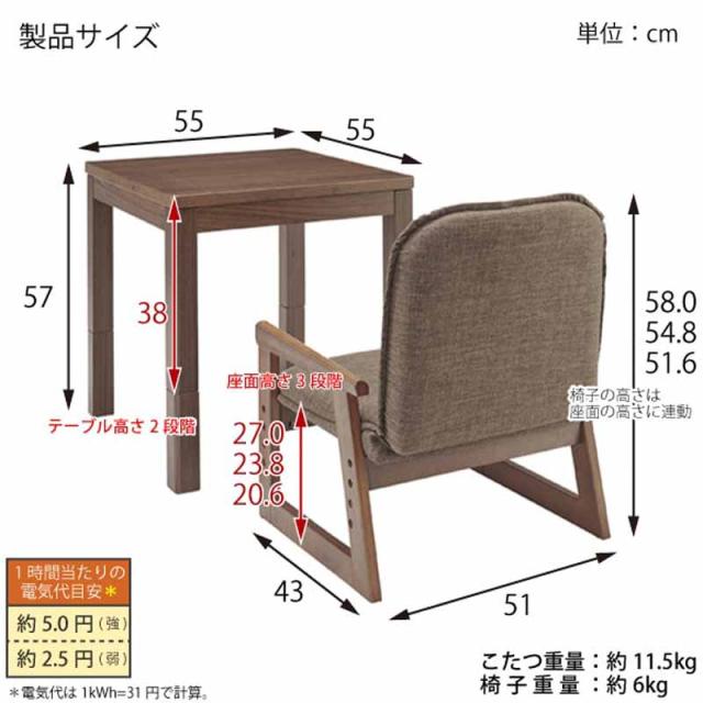 YUASA ユアサプライムス NGM-N55DLH(FBR) おひとり様こたつ 「なごみ 55cm」_7