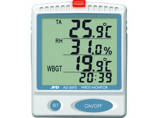 A&D/エー・アンド・デイ 【代引不可】熱中症指数モニター 壁掛・卓上型 AD5693 一般(ISO)校正付(検査成績書+トレサビリティ体系図)の通販は