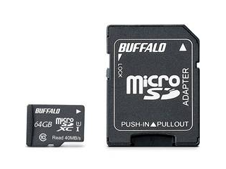 BUFFALO バッファロー microSDXCカード 64GB UHS-I Class1 SD変換アダプター付 RMSD-064GU1SA
