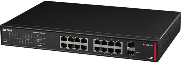 BUFFALO バッファロー 法人向け レイヤー2 Giga PoE スマートスイッチ ブラック 16ポート BS-GS2116P