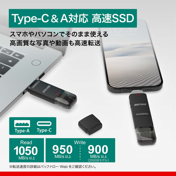 BUFFALO バッファロー USB 3.2(Gen2) Type-C/Type-A両対応 スティック
