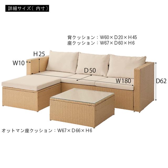 東谷 ROOM ESSENCE ガーデンソファセット ブラック OUL-001BK_5