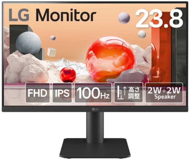 LG Electronics Japan 23.8インチフルHD液晶ディスプレイ (1920x1080/IPS/100Hz/チルト/高さ調整/3年保証) 24MS550-Bの通販は