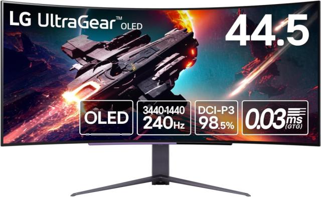 LG Electronics Japan 44.5インチ有機ELゲーミングモニター 曲面 (3440x1440/OLED/PD65W/チルト/スイベル/高さ調整) 45GS96QB-Bの通販は 150,595円
