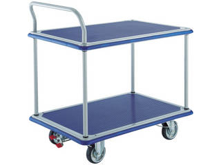 TRUSCO/トラスコ中山 【代引不可】プレス製台車 ドンキーカート 片袖2段 4輪リングストッパー付 304NJKRS-4の通販は