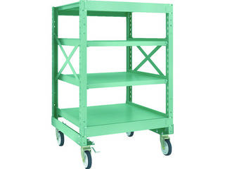 TRUSCO/トラスコ中山 【代引不可】R3型ボルト式中量棚W900XD900XH1200 4段 Φ150 ゴムキャスター付 R3-4394-G150の通販は 49,454円