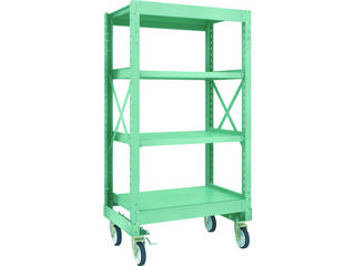 TRUSCO/トラスコ中山 【代引不可】R3型ボルト式中量棚W900XD600XH1500 4段 Φ150 ゴムキャスター付 R3-5364-G150の通販は