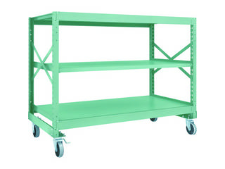 TRUSCO/トラスコ中山 【代引不可】R3型ボルト式中量棚W1800XD900XH1200 3段 Φ150 ウレタンキャスター付 R3-4693-U150の通販は