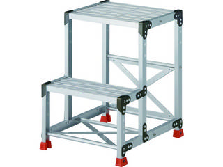 TRUSCO/トラスコ中山 【代引不可】作業用踏台 アルミ製・グレーチング仕様 SUS金具 2段 高さ0.7m 天板500×400 TSFGR-257