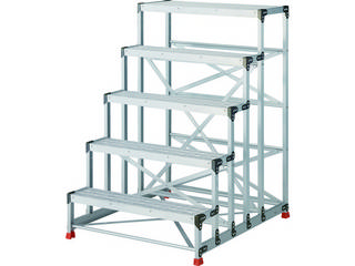 TRUSCO/トラスコ中山 【代引不可】作業用踏台 アルミ製・グレーチング仕様 SUS金具 5段 高さ1.5m 天板1000×400 TSFGR-51015の通販は