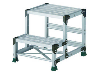 TRUSCO/トラスコ中山 【代引不可】作業用踏台 アルミ製・グレーチング仕様 SUS金具 2段 高さ0.5m 天板500×400 TSFGR-255