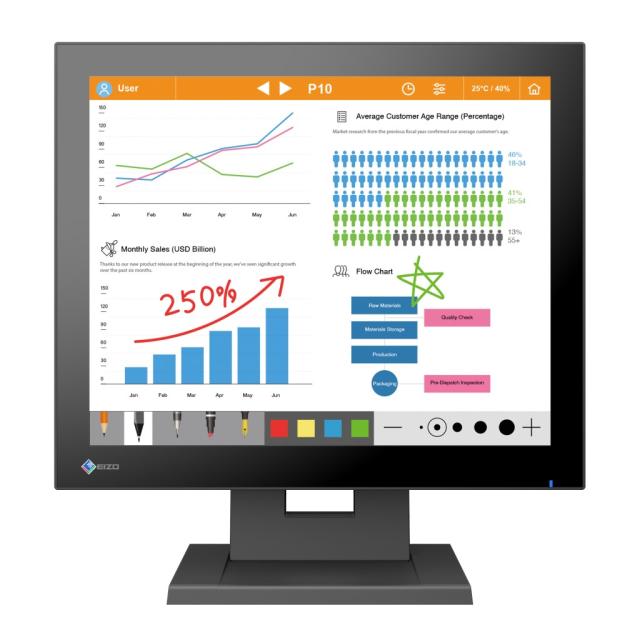 EIZO FDS1783T-TBK DuraVision タッチ対応17型スクエア液晶ディスプレイ(1280x1024/DP/HDMI/セレーングレイ)