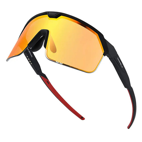 Chamelo チャメロ スライド式調光サングラス シールド The shield  ブラック×オレンジ Chamelo-Theshield-BKOR_3