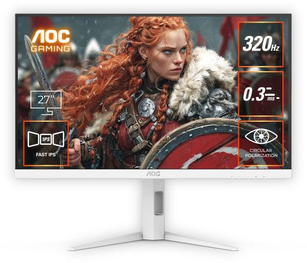AOC WQHD対応 27型ゲーミング液晶ディスプレイ/HDMI、DisplayPort/ホワイト/320Hz Q27G4SL/WS/11