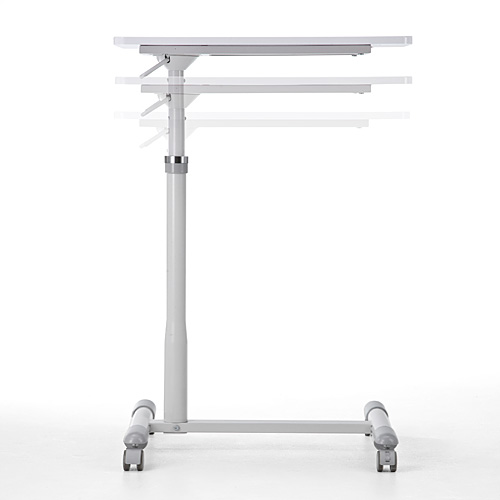 サイドテーブル ガス圧 高さ調整 70〜84cm キャスター付き ホワイト ベッド ソファ テーブル [100-DESK095W]_5
