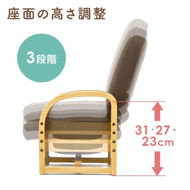 高座椅子 コンパクト 背もたれ3段階 リクライニング 座面 3段階 高さ調整 背もたれ 折りたたみ [150-SNCH021]_7