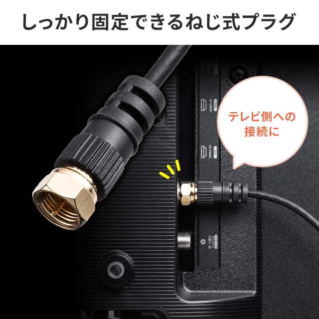 アンテナケーブル 極細 4K対応 8K対応 S2.5C 片側L字 ねじ式 アンテナ