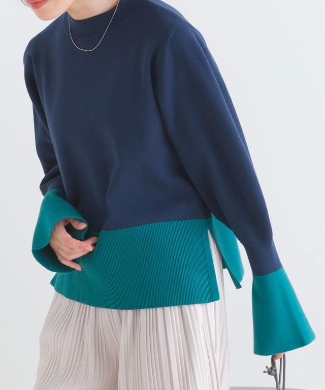 FURRY リブ 切替 キャンディスリーブ プル NAVY-FREE レディース トップス ニット 大人カジュアル Bou Jeloud ブージュルードの通販は 7,590円