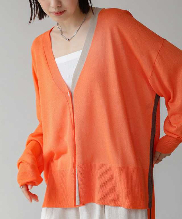 配色 シアー カーディガン ORANGE-FREE レディース トップス シルバーラメ 透け感 ワイドシルエット Bou Jeloud ブージュルードの通販は