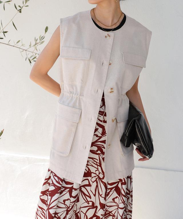 リネン バイオウォッシュ ワーク ベスト NATURAL-38 レディース トップス 羽織り 綿 Bou Jeloud ブージュルードの通販は 8,614円