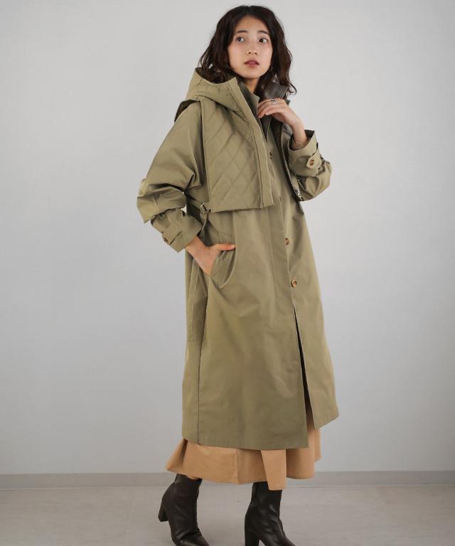 キルティング レイヤード アウター KHK-FREE レディース ベスト コード アースカラー Bou Jeloud ブージュルードの通販は