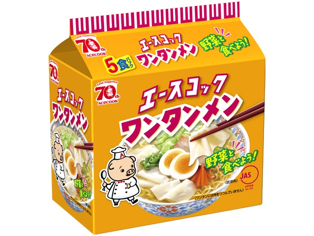 エース （袋）ワンタンメン ５食パック ×18 【全国送料無料】(一部地域別途)