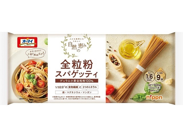 オーマイ 自然の恵み全粒粉スパ１．６ｍｍ５００ｇ ×20 【全国送料無料】(一部地域別途)