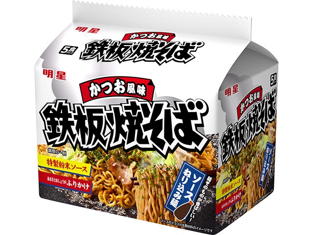 明星 鉄板焼そばかつお風味５食パック ×18 【全国送料無料】(一部地域別途)