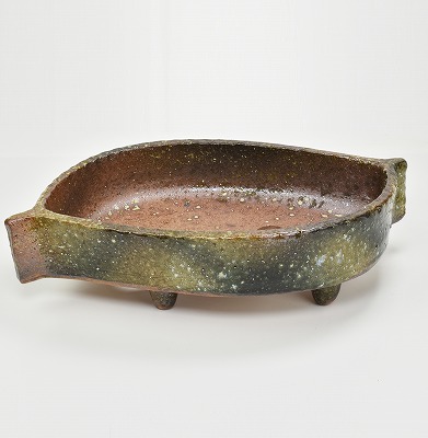 落ち葉　水盤 12号 青窯変葉型コンポート　穴有り 幅35.5cm×高9.5cm×奥行き19cm 8,287円