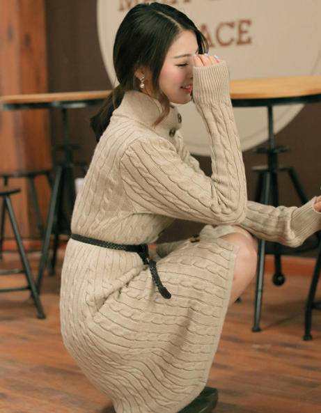 韓国 ファッション レディース ニットワンピース ニットワンピ ロング
