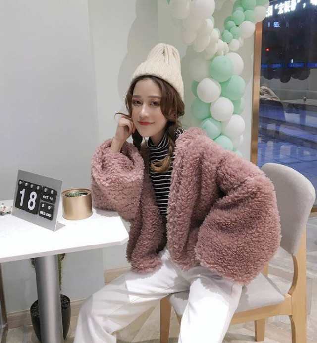 韓国 ファッション レディース ボア ブルゾン ジャケット ショート丈