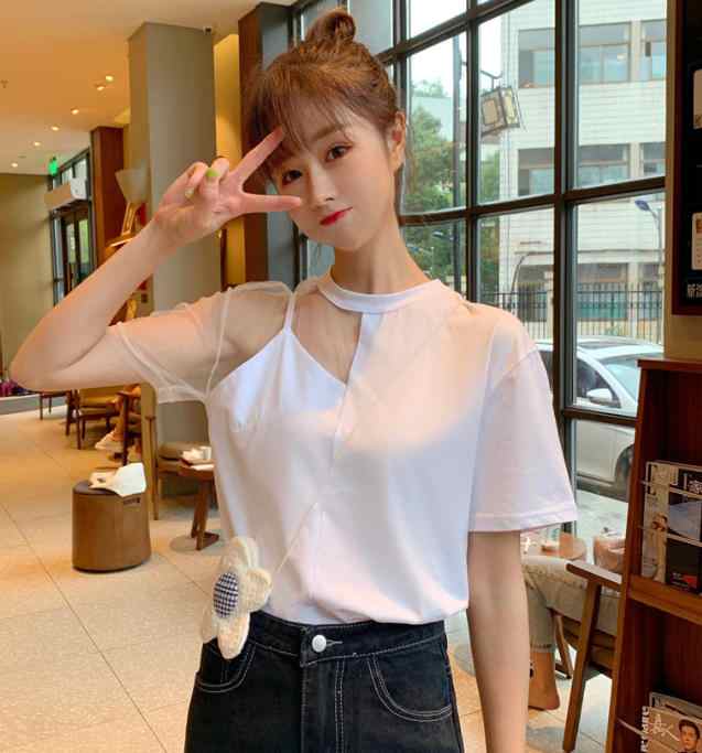 韓国 ファッション レディース トップス セクシー Tシャツ シースルー