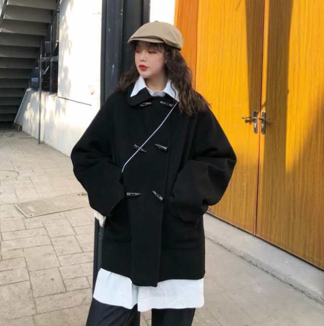 韓国 ファッション レディース ダッフルコート アウター ミディアム
