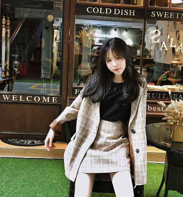 韓国 ファッション レディース セットアップ チェック ジャケット