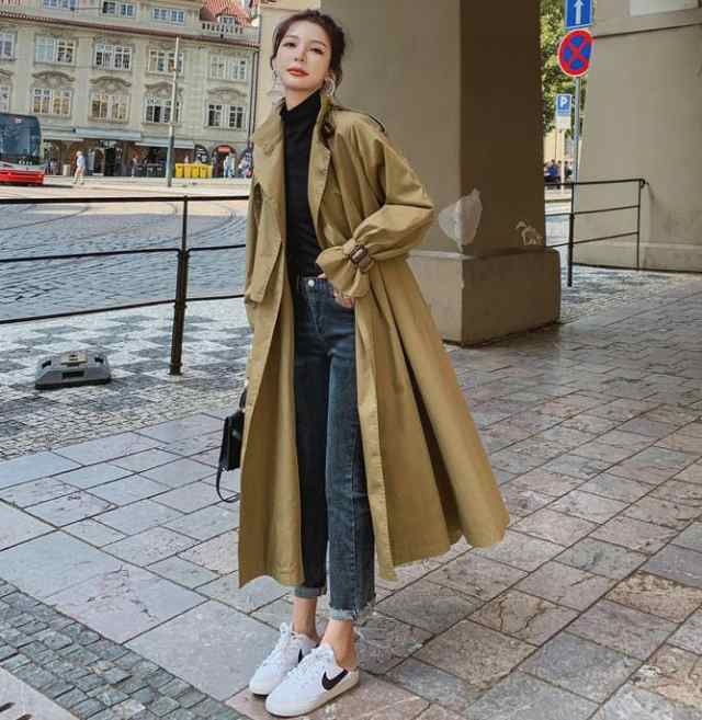 コート トレンチコート 韓国ファッション ロングコートロングコート