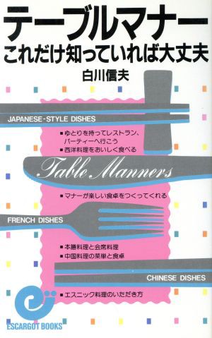 中古 テーブルマナー これだけ知っていれば大丈夫 エスカルゴ ブックス 白川信夫 著 の通販はau Pay マーケット ブックオフオンライン Au Payマーケット店