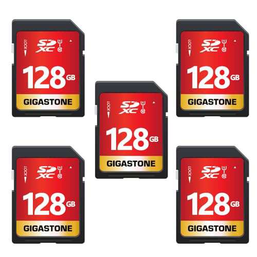 Gigastone 128GB SDカード 5枚セット UHS-I U1 Class 10 SDXC メモリーカード 高速 フルHD ビデオ デジタルカメラ SD card Full HD ミニ